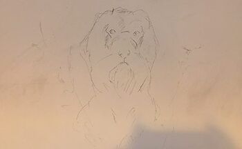 hund auf wand gemalt acrylmalerei