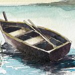 Ruderboot malen im Aquarell Zeichnung