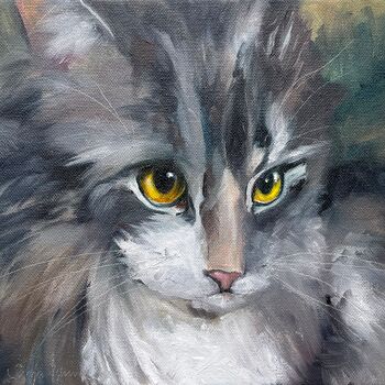 malen am meer katze tiere portrait malerei öl