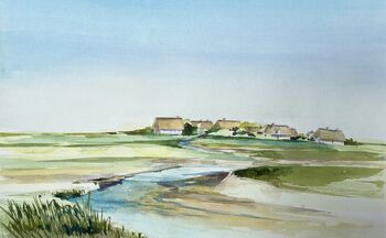 Aquarell Hallig Landschaft Landschaftsaquarell norden