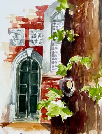 malerei aquarell kirche türe lübeck