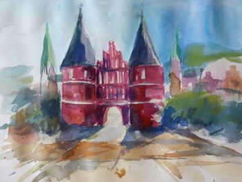 holstentor Lübeck Aquarell
