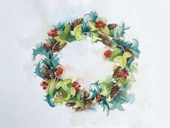 Kranz Winter Herbst im Aquarell