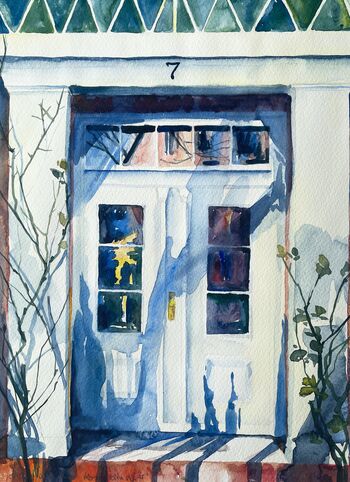 weiße Tür Koogsreihe Aquarell malen