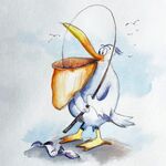 Pelikan Comic zeichnen mit Aquarell malen