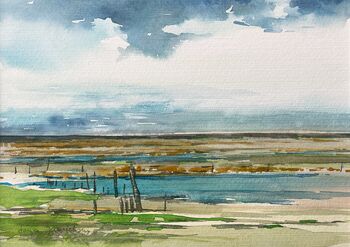 Himmel Watt Weite im Aquarell