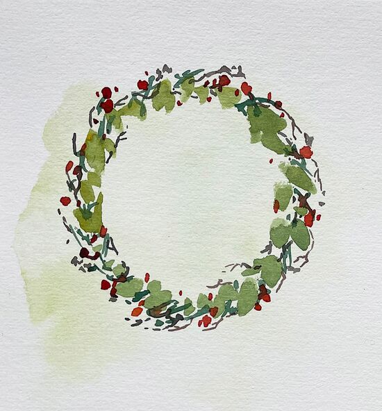 malerei kranz geschenk karte illustration