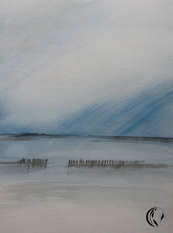 Meer Himmel Regen im Aquarell malen