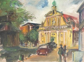 Lüneburg Innenstadt Dormero Hotel altes Kaufhaus Ölbild malen