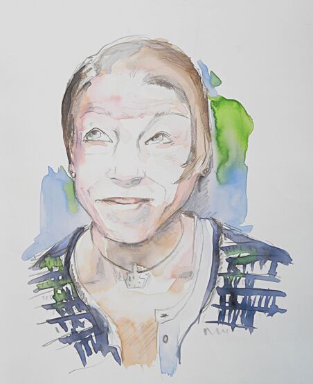 malen am meer portrait7 frau überlegt aquarell malerei portrait