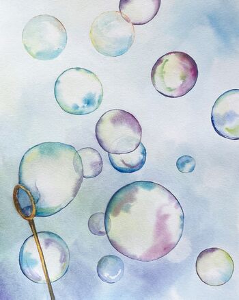 seifenblasen spass malerei aquarell pusten