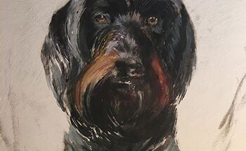 jagdthund auf wand acrylmalerei