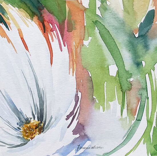 weiße Blüte Blumen malen Aquarell