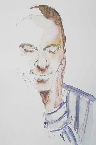 malen am meer portrait mann überlegt mann überlegen aquarell portrait malerei