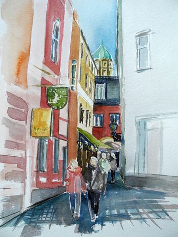 Augsburg Altstadt im Aquarell malen