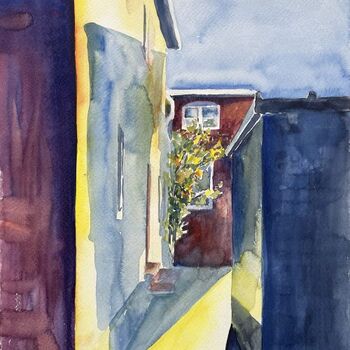 koogsreihe aquarell malerei häuser