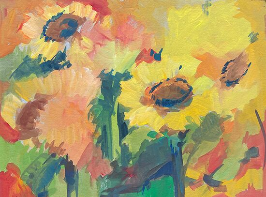 Sonnenblumen Acryl Blumen gelb semi abstrakt