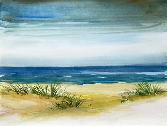 dünen aquarell strand landschaft meer