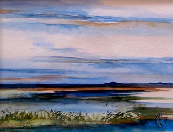 Hallig Habel im Aquarell