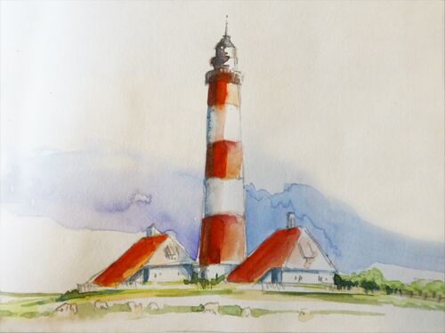 malen am meer leuchtturm westerhever leuchtturm landschaft im aquarell