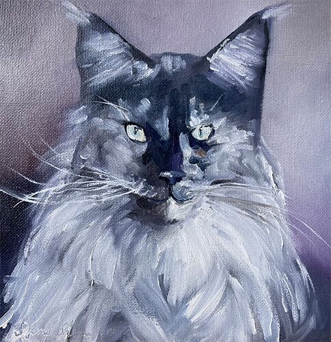graue kateze porträt gemalt
