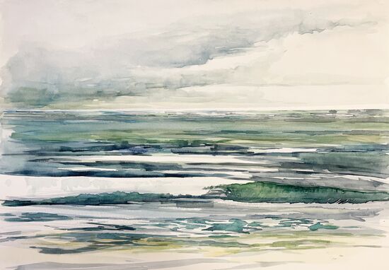 Meer Wellen Himmel Aquarell