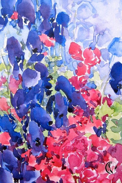 eisenhut flox Blumen im Aquarell