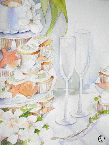 gläser törtchen illustration aquarell