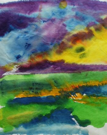 wilder Himmel Sonnenuntergang im Aquarell