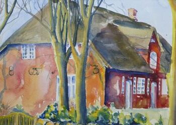 Reetdachhaus Koogsreihe Haus Aquarell