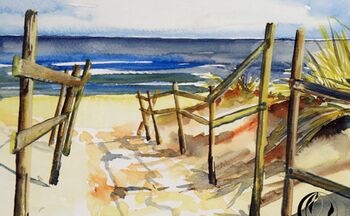 malen am meer strandaufgang malen auf sylt strandszene