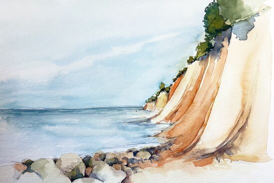 Abbruchkante Aquarell Steine malen