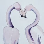 Flamingos malen rosa Aquarell
