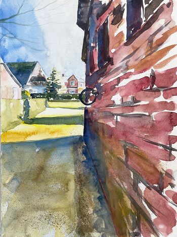 Koogsreihe aquarell malerei häuser