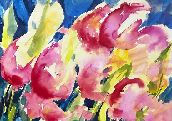 malen am meer Tulpen abstrakt tulpen aquarell malerei gemälde abstrakt