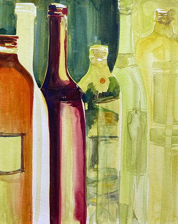 bunte Flaschen abstrakt Behälter Aquarell