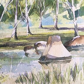 aquarell gemalt wald