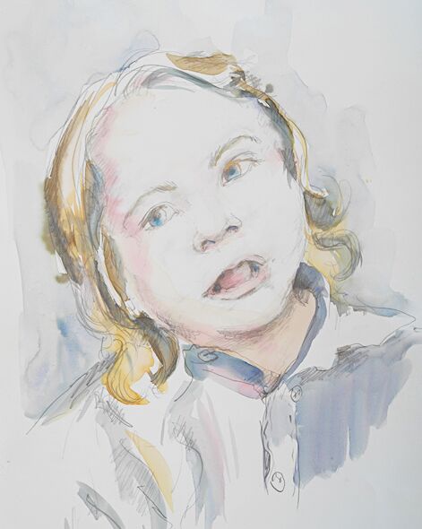 malen am meer portrait kind kind aquarell malerei