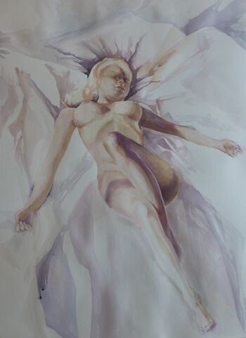 akt liegende Frau Aquarel
