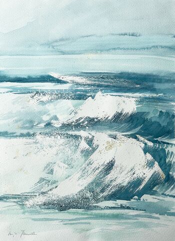 Brandung wildes Wasser im Aquarell