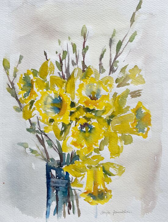 malen am meer blumen osterglocken Osterglocken Narzissen Blumen Aquarell malen