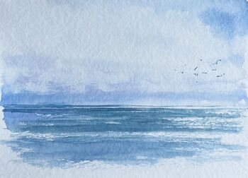 Möwen Meer Himmel Aquarell malen