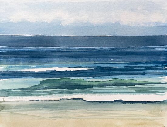meer still wasser aquarell malerei strand