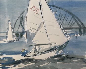 Segelboote vor Fehmarn Aquarell