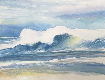 Welle mit Gischt gemalt Aquarell