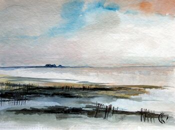 hallig gröde watt im Aquarell