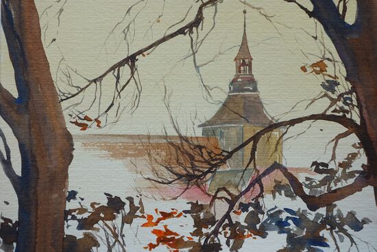 malen am meer marienkirche aquarell lüneburg marienkirche malerei gemälde