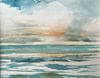 Himmel und Wolken im Aquarell Sonnenuntergang