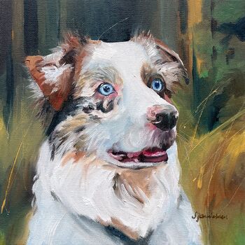 hund portrait öl malerei tiere familie