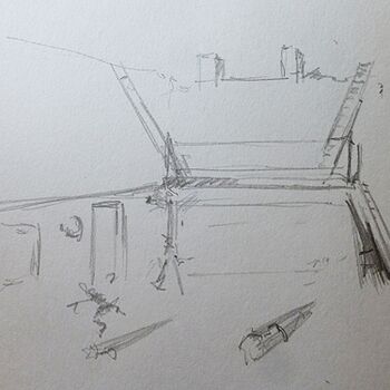 urban sketch dachdecken